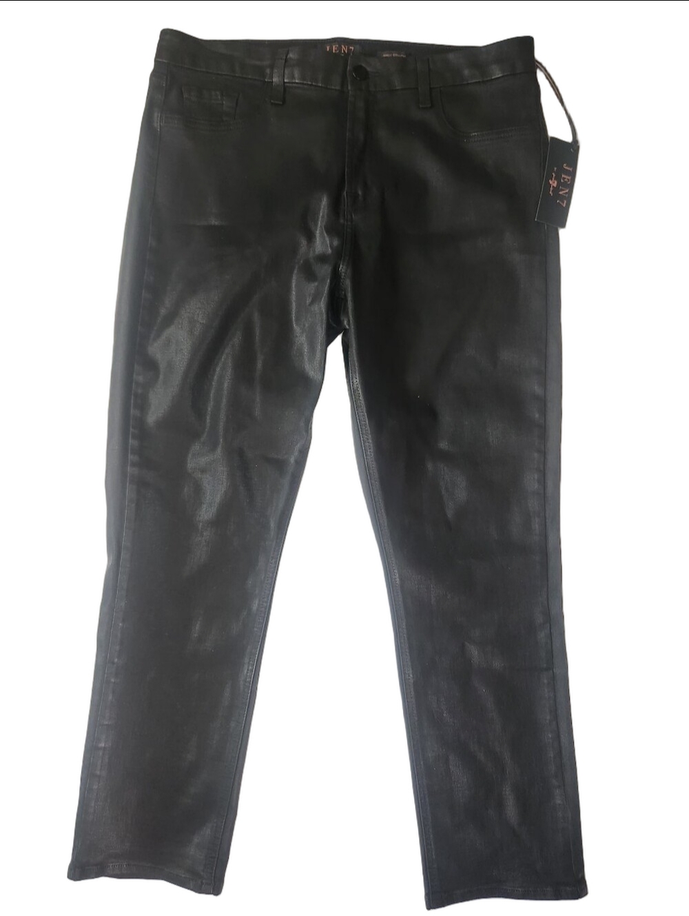 Jen7 by 7 For All Mankind Coated Ankle Straight Leg Jeans in Black - Size 14